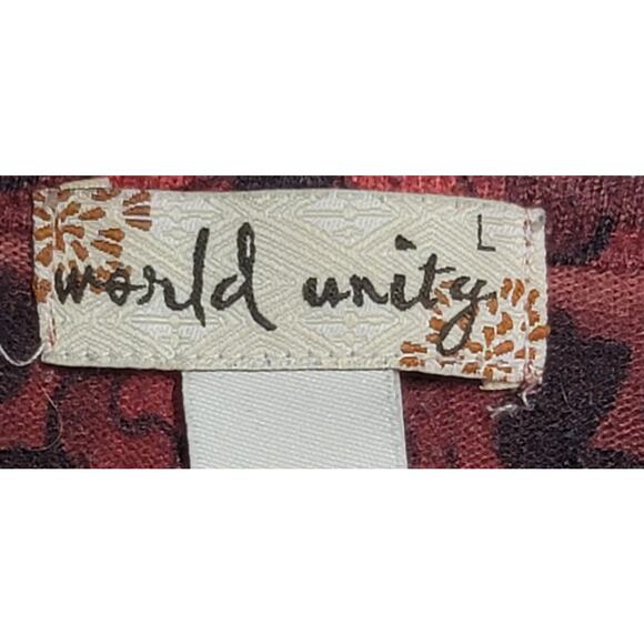 World Unity Red Burgundy Lace Bodice Rhinestone Top Large Lightweight Stretchy - Picture 3 of 6